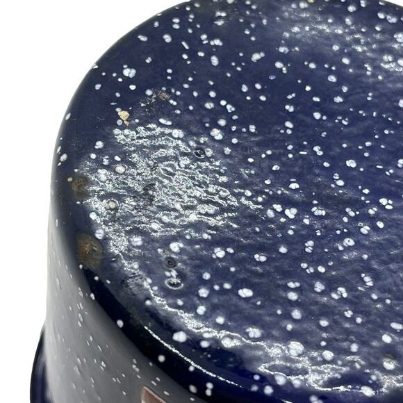 Coffee Mug Blue Speckled Enamel Graniteware Man BBQ Cooking Brick Oven Decor - Picture 11 of 13